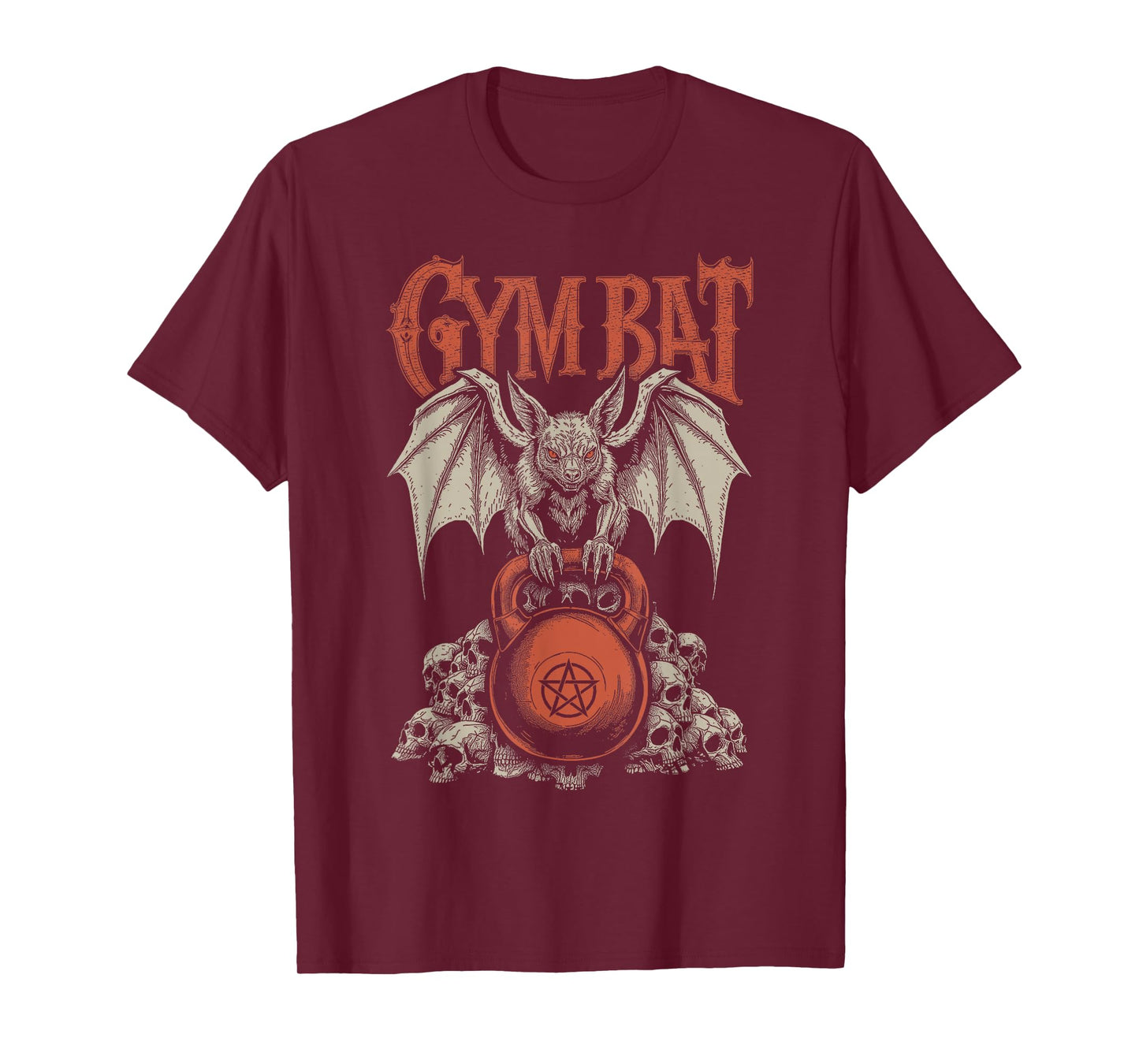 Goth Gym Bat Gothlete Funny Gothic Fitness Occult Kettlebell T-Shirt