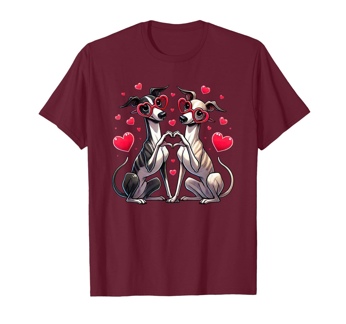 Heart Sign Hand Whippet Valentine Dog Womens Mens Kids T-Shirt
