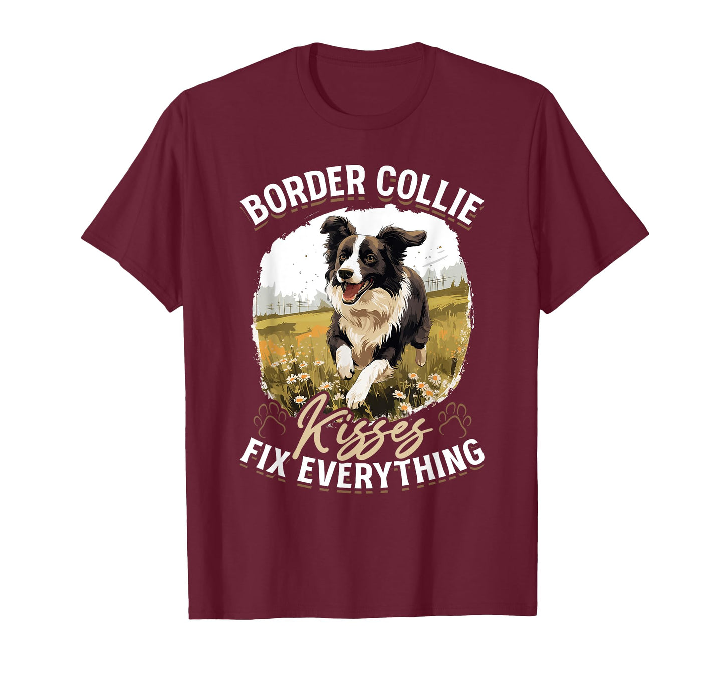 Border Collie Dog - Border Collie kisses fix everything T-Shirt for Men Women Kids