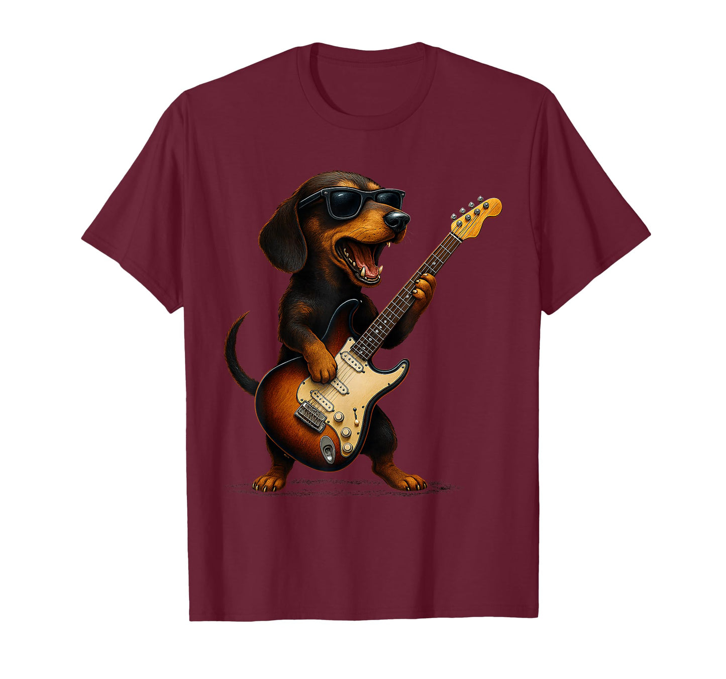 Dachshund Playing Guitar Rock Music Dog Lover Pet Mom Animal T-Shirt