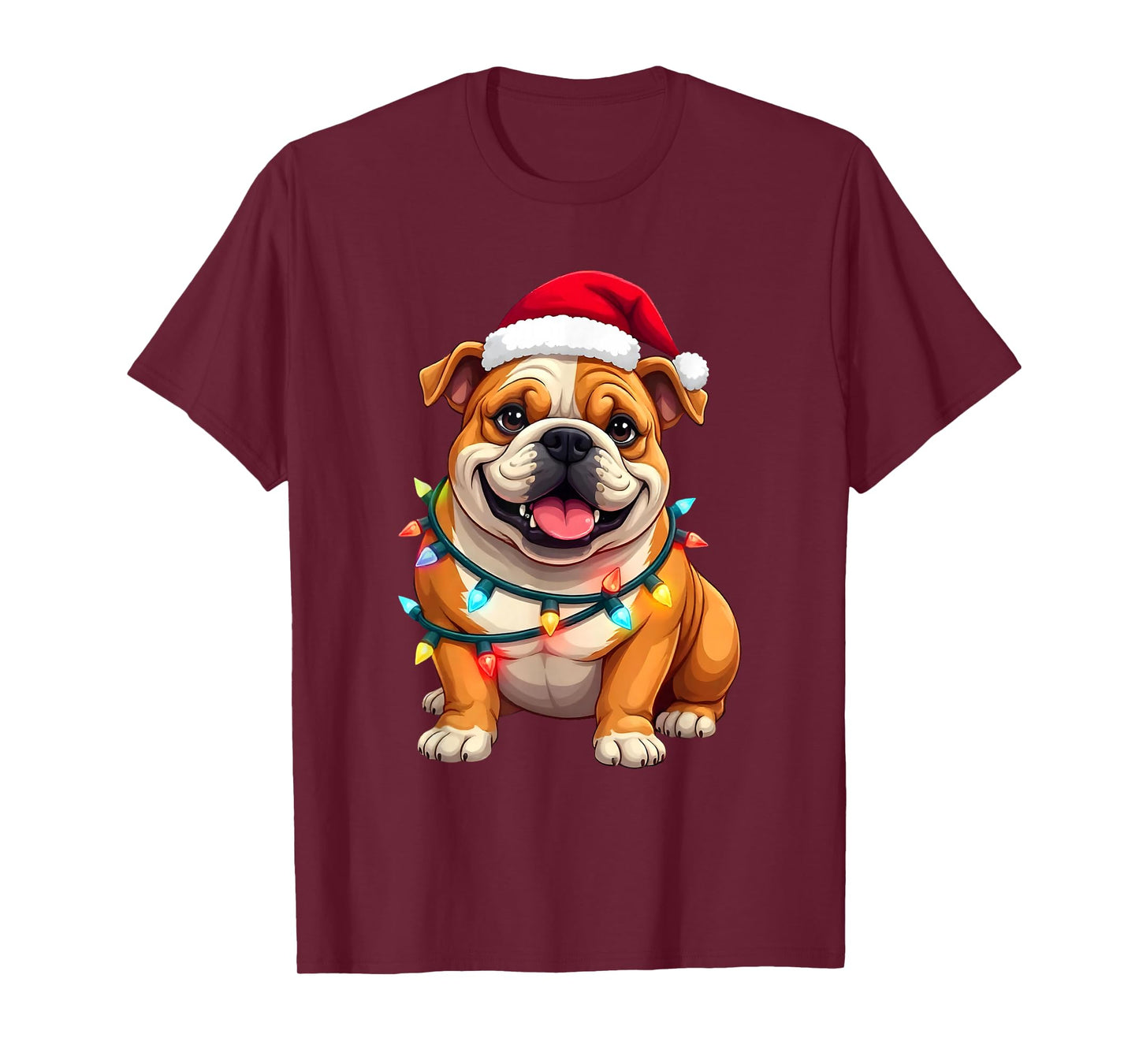 Cute English Bulldog Christmas Santa Pet Dog Lover T-Shirt