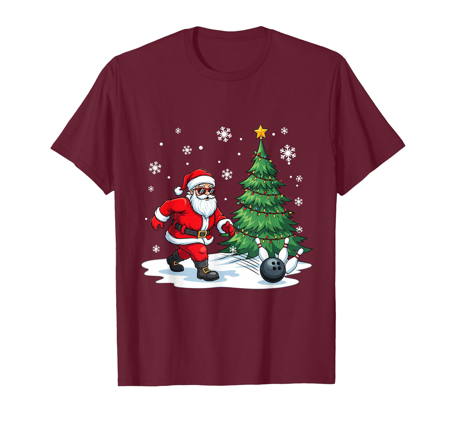 Merry Christmas Santa Playing Bowling Sport Lovers T-Shirt