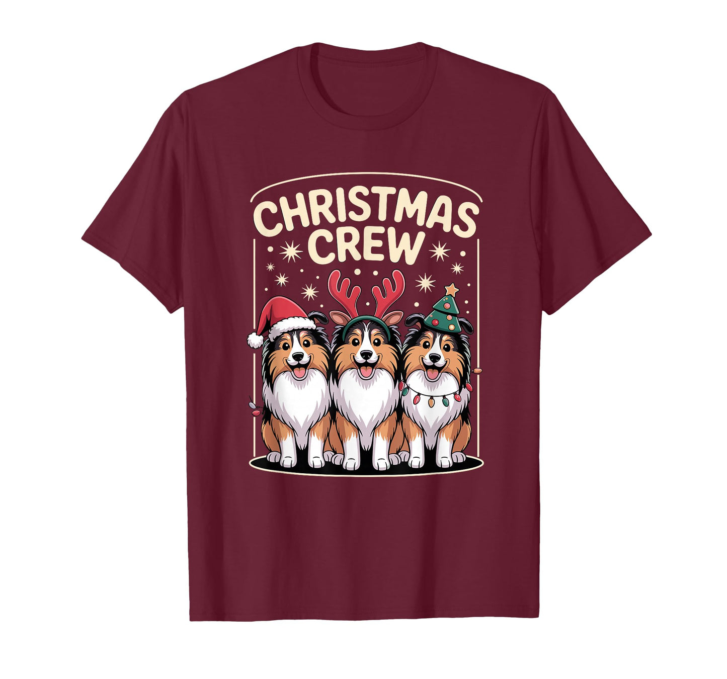 Christmas Crew Puppy Dog Funny Christmas Shetland Sheepdog T-Shirt