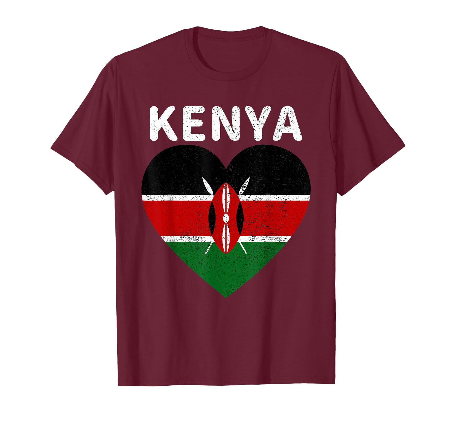 I Love Kenya Kenyan Africa Pride Flag Print Vintage Retro T-Shirt