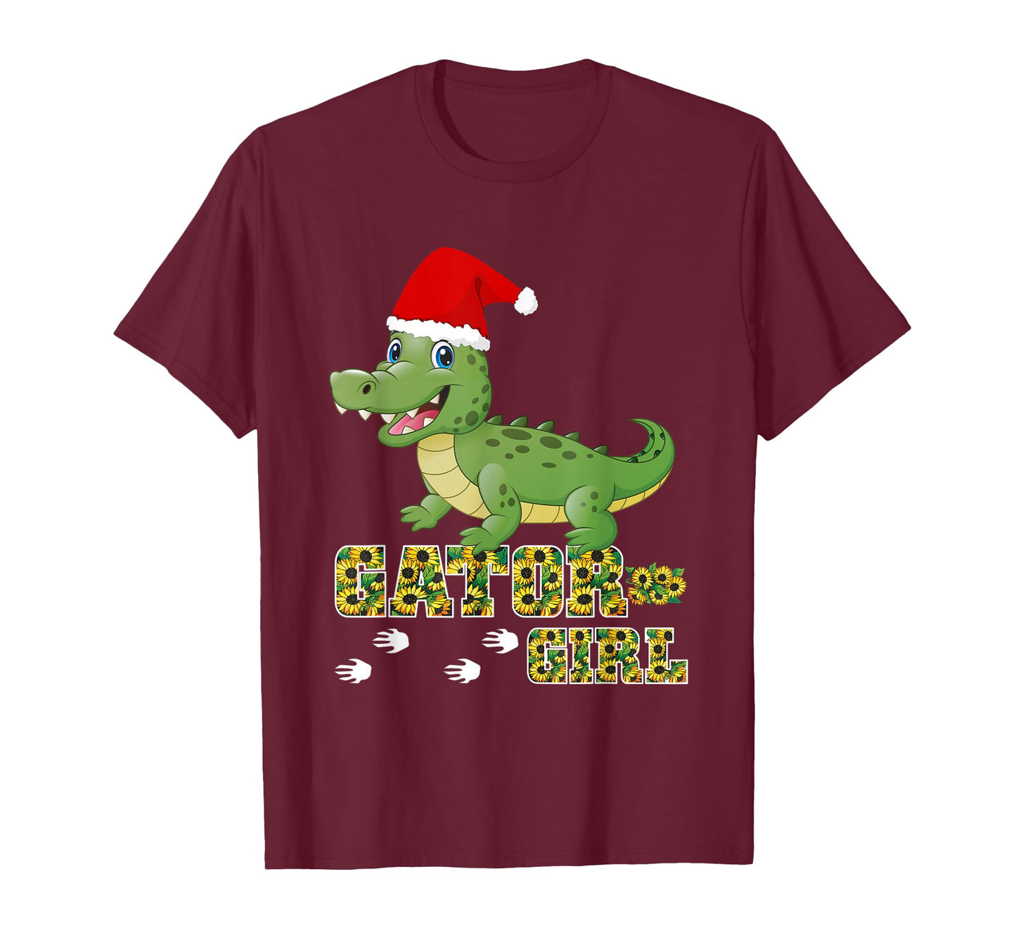 Christmas Gator Girl Santa Hat Florida Alligator Crocodile T-Shirt