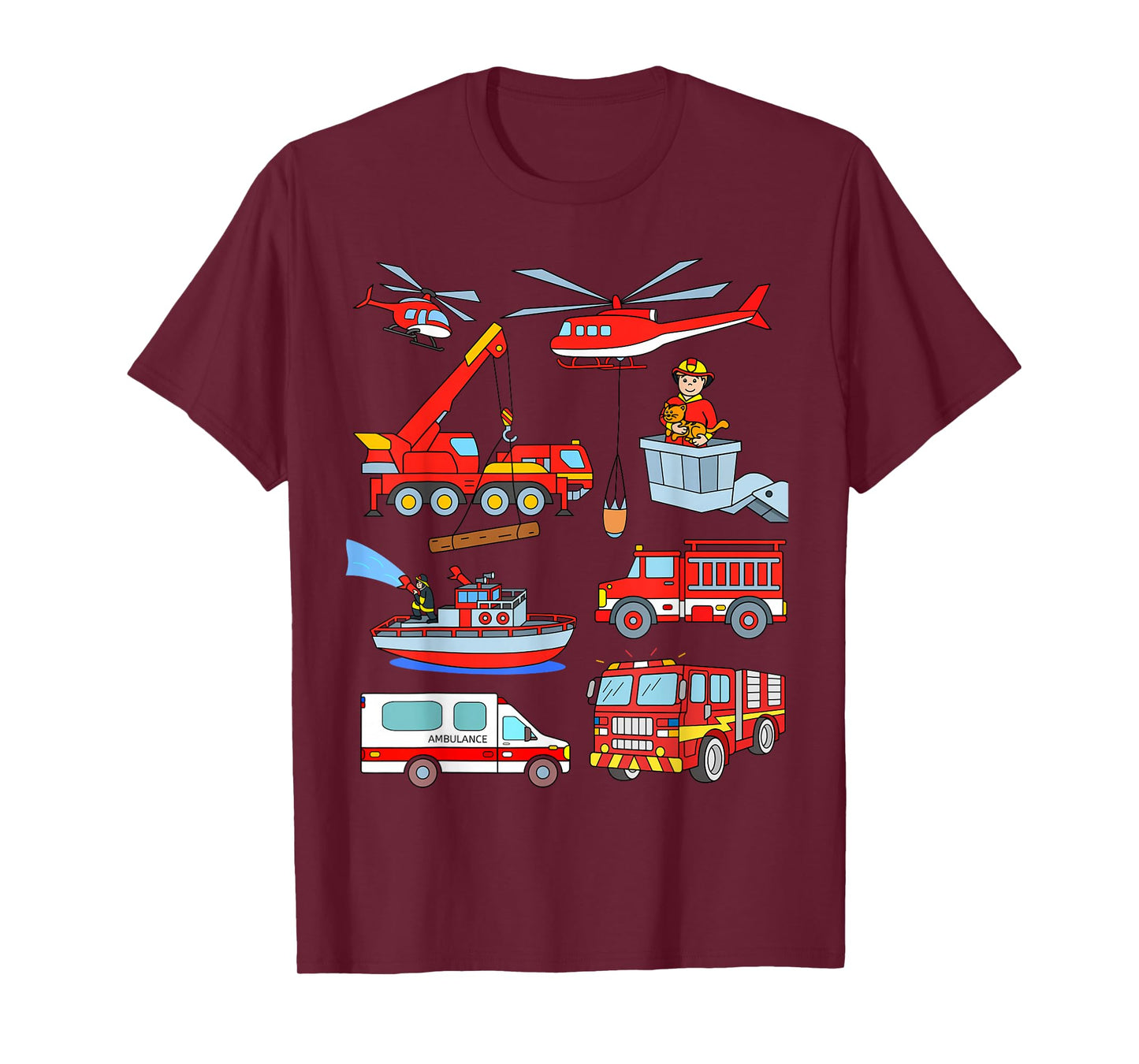 Firetruck Boys Men Firefighter Fireman Fire Engine Truck T-Shirt
