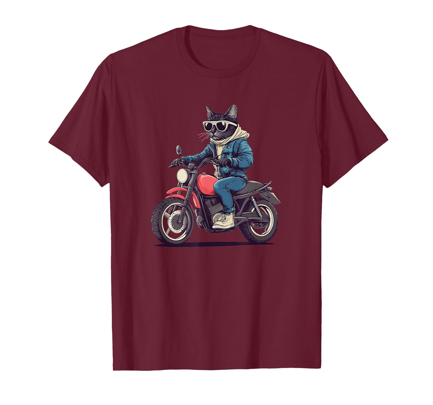 Cool Cat with Motorbike for Motorcycle Season and Biker Men Women Kids T-Shirt