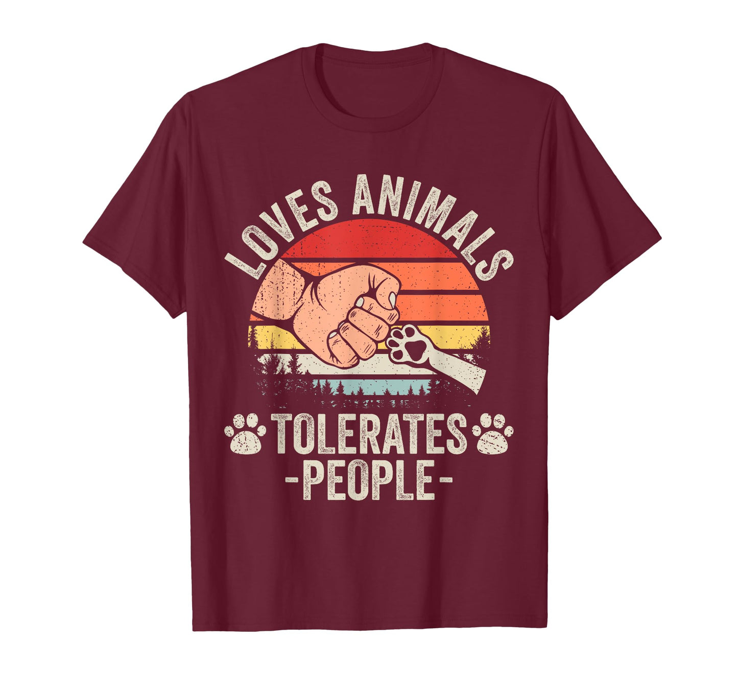 Loves Animals Tolerates People Animal Lover Funny Dog Mom Men Women Girls Kids T-Shirt