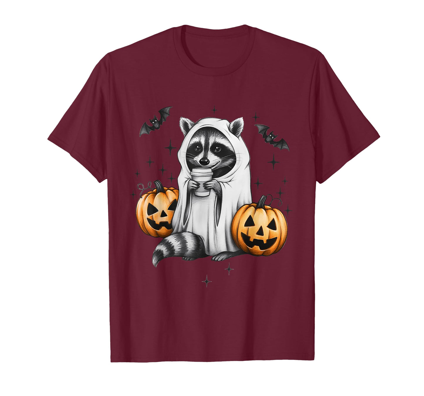 Cute Ghost Raccoon Pumpkin Halloween Raccoon T-Shirt