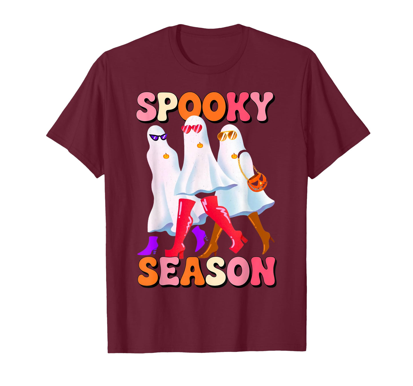 Funny Spooky Season Funny Retro Ghost Women girls Halloween T-Shirt