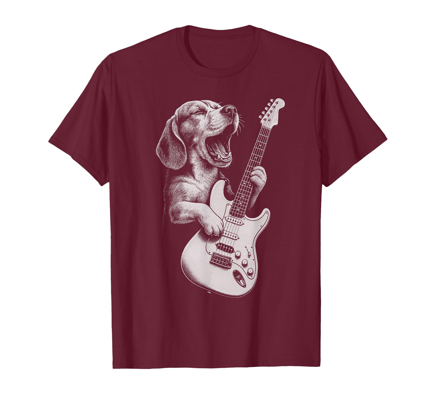 Beagle Playing Guitar Rock Music Dog Lover T-Shirt
