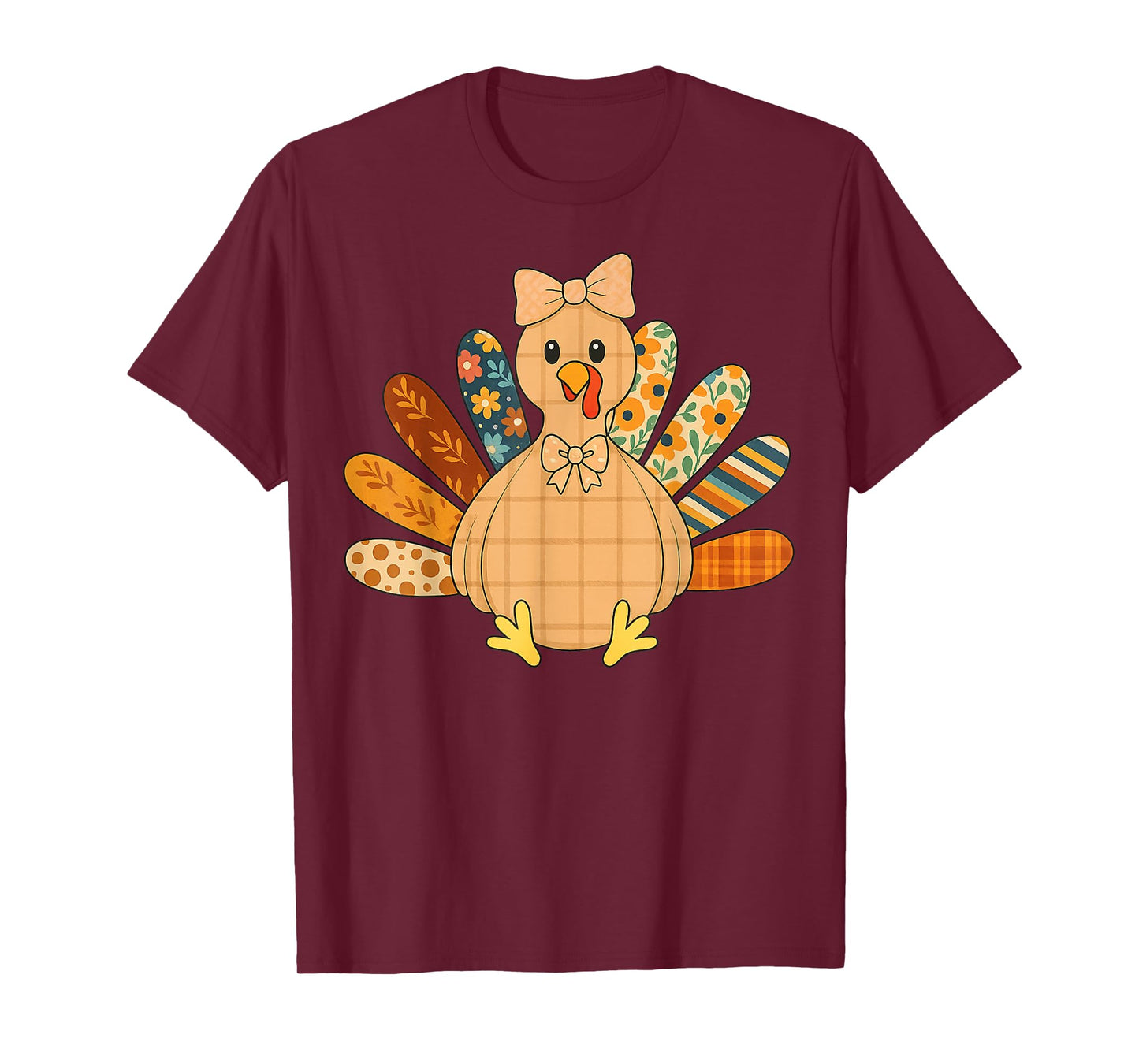 Funny Turkey Thanksgiving Vintage Boho Floral Fall Vibes T-Shirt