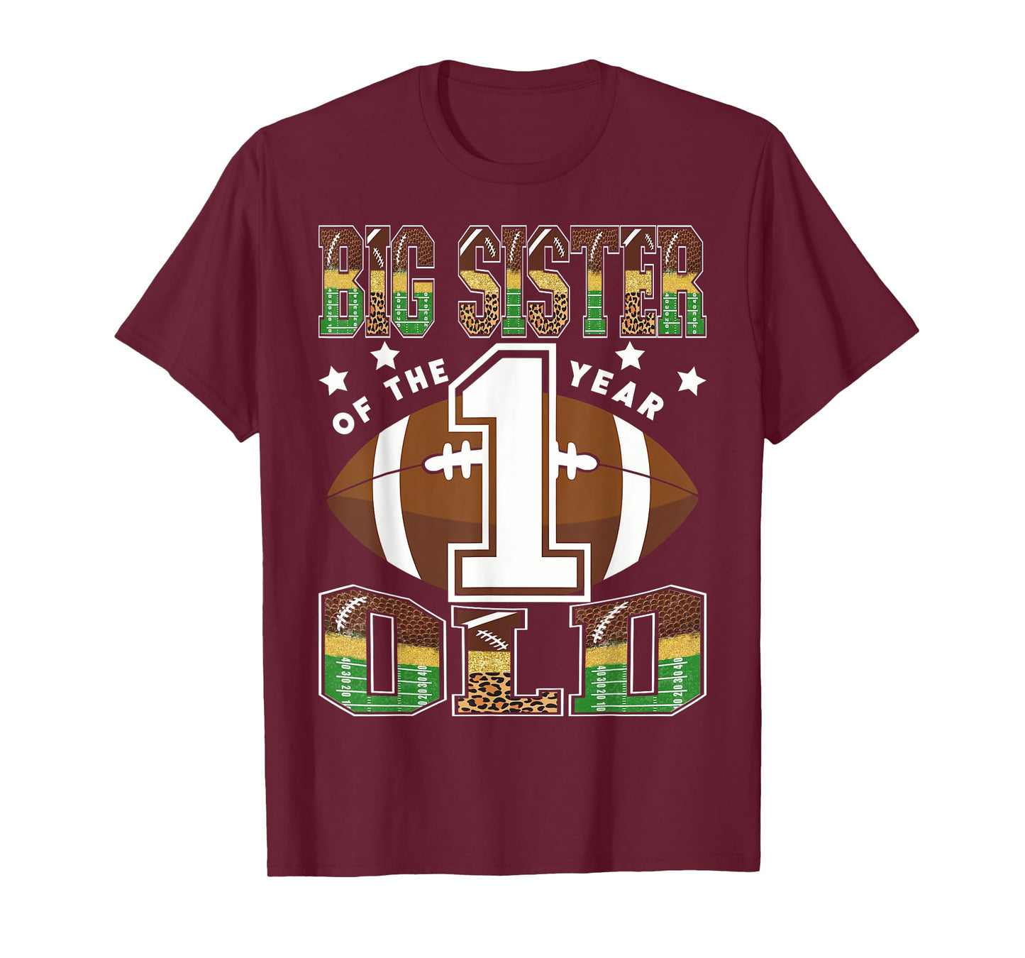 Big Sister Of The 1 Year Old Football 1St Year Down Birthday T-Shirt