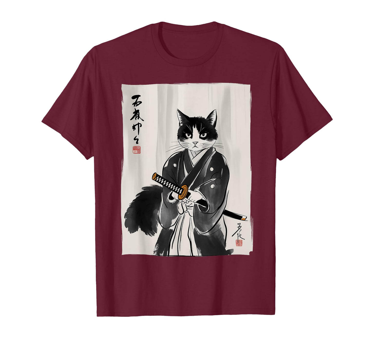 Samurai Cat Japanese Art Gifts For Cat Mom Cat Dad Cat Lover T-Shirt