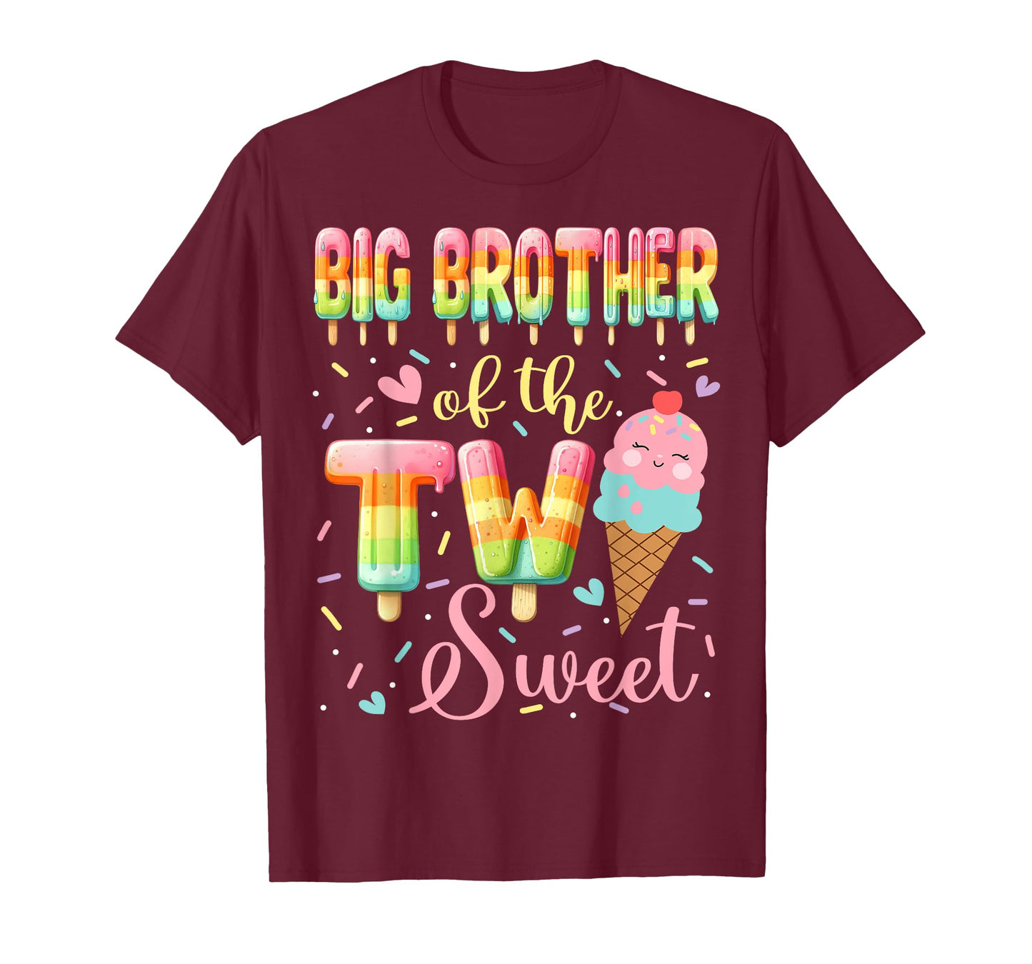 Big Brother Of The Two Sweet Ice Cream 2Nd Birthday Girl T-Shirt