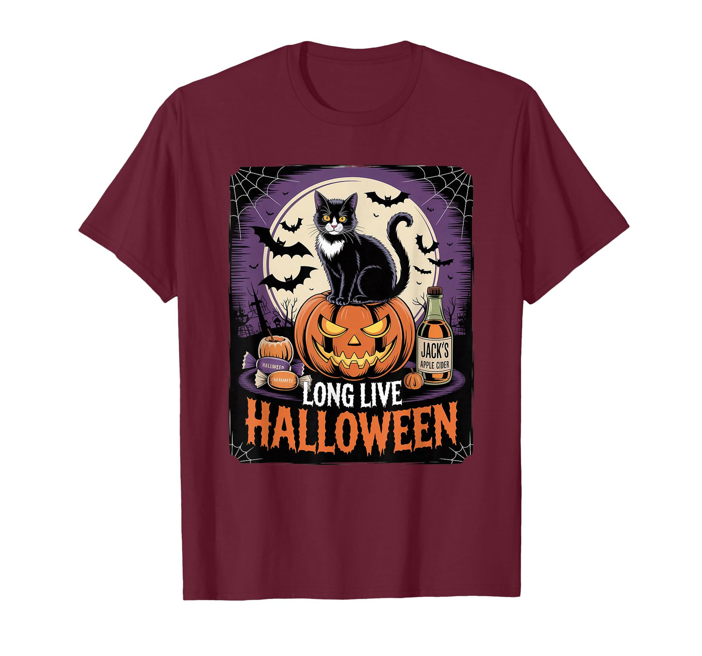 Long Live Halloween Cat Pumpkin Cider Fall Fun T-Shirt