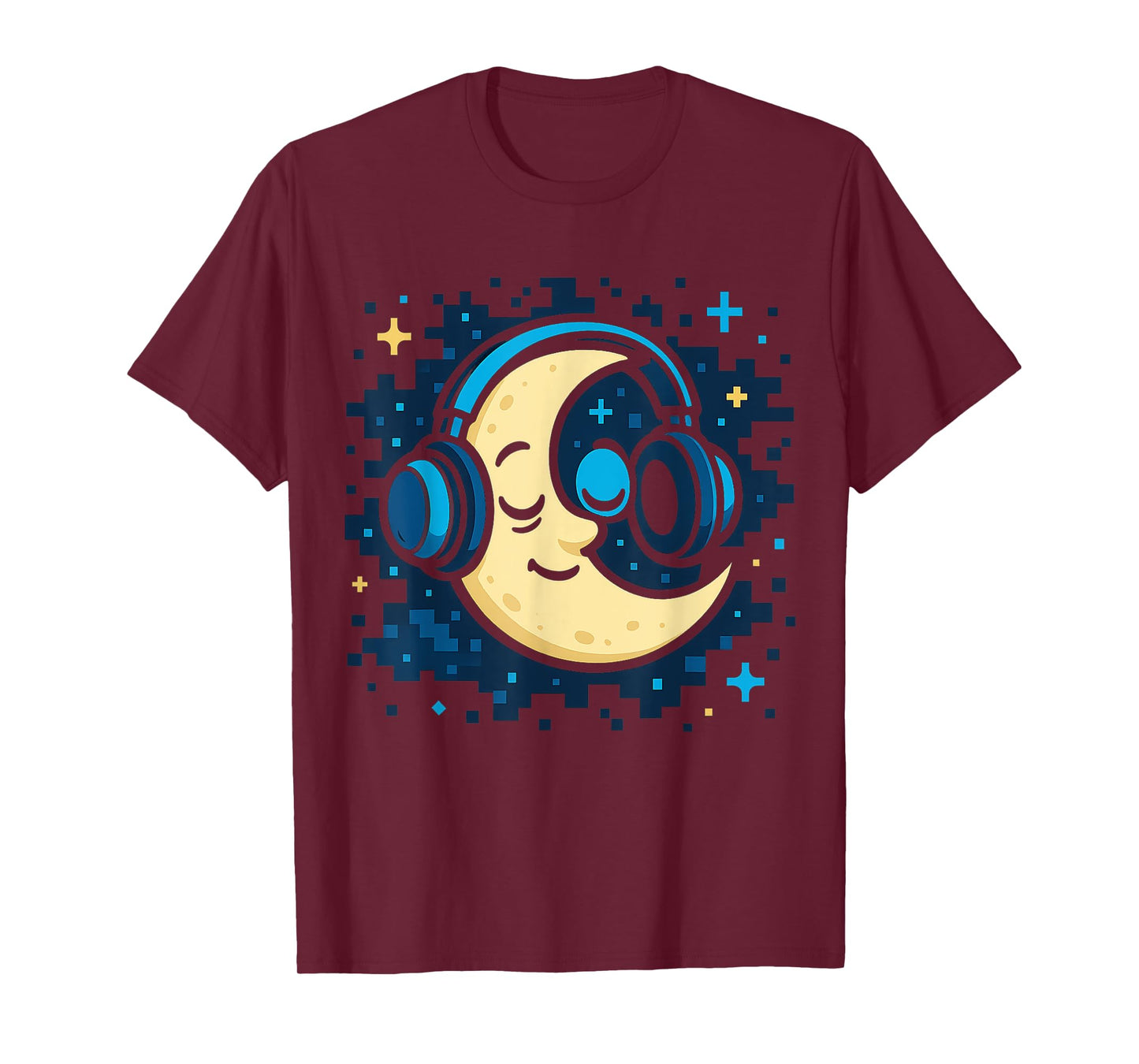 Lofi Lullabies and Focus Beats Moon Headphones Pixel Sky Zen T-Shirt