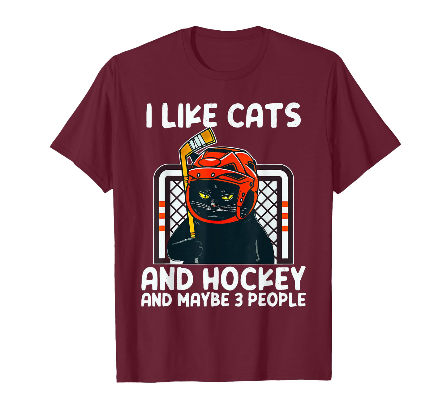 I Like Cats And Hockey And Maybe 3 People Black Catsc T-Shirt