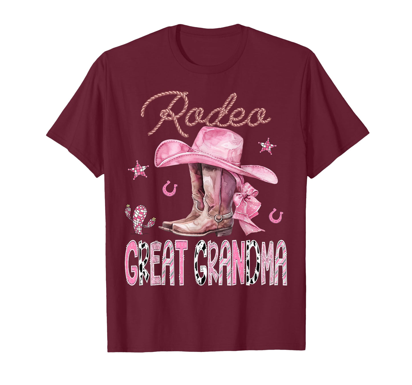 Rodeo Great Grandma Pink Boots Coquette CowGirl Birthday T-Shirt