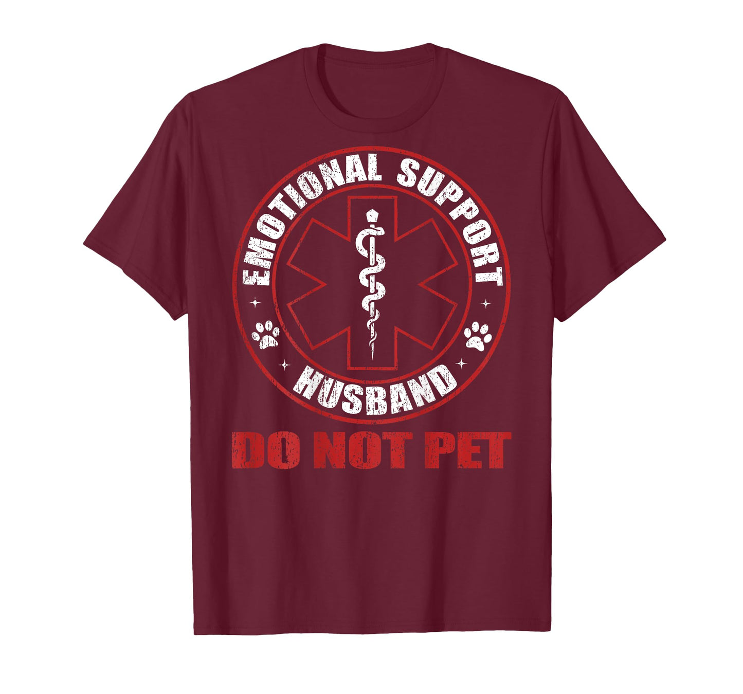 (On Back) Emotional Support Husband Do Not Pet Funny Couples T-Shirt