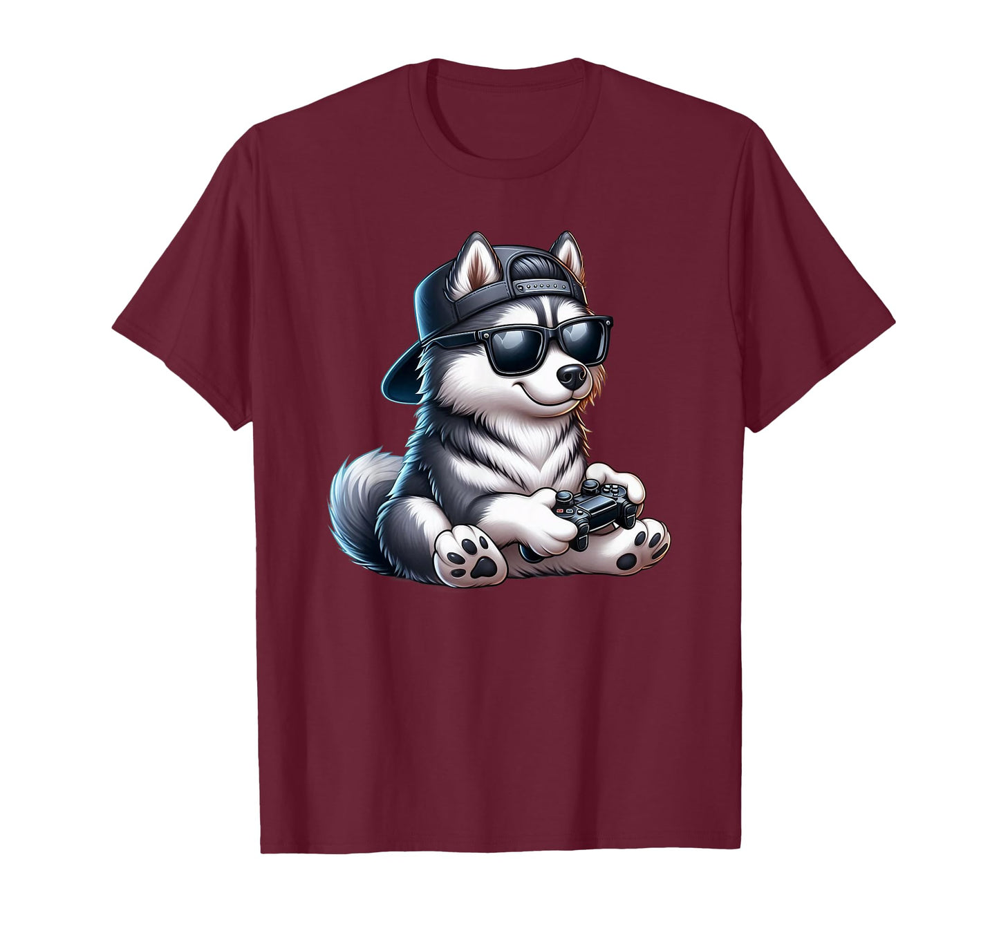Funny Husky Dog Playing Video Games Dog Playing Video Games T-Shirt