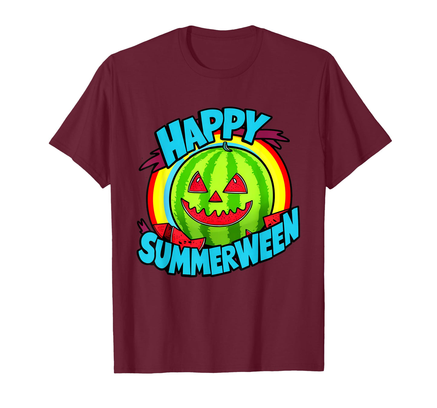 Happy Summerween Summer Watermelon Jack-o-lantern Halloween Men Women T-Shirt