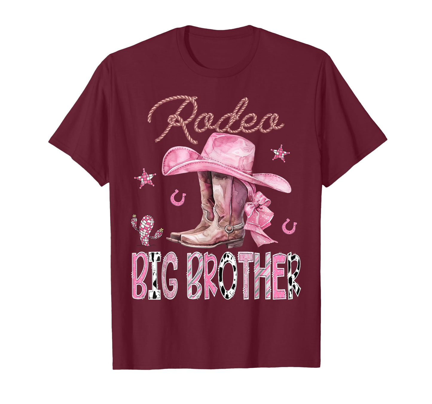 Rodeo Big Brother Pink Boots Coquette CowGirl Birthday Party T-Shirt