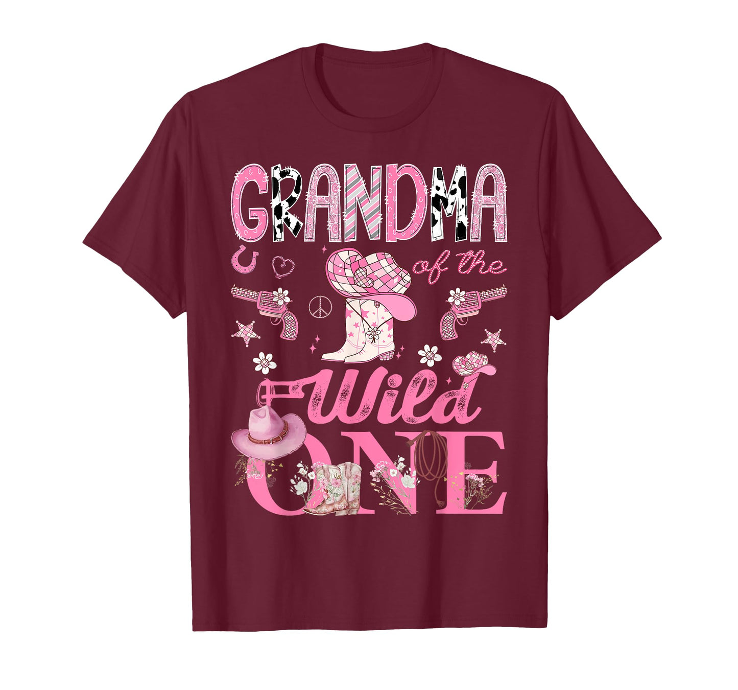Grandma Of The Wild One 1St Birthday CowGirl Disco T-Shirt