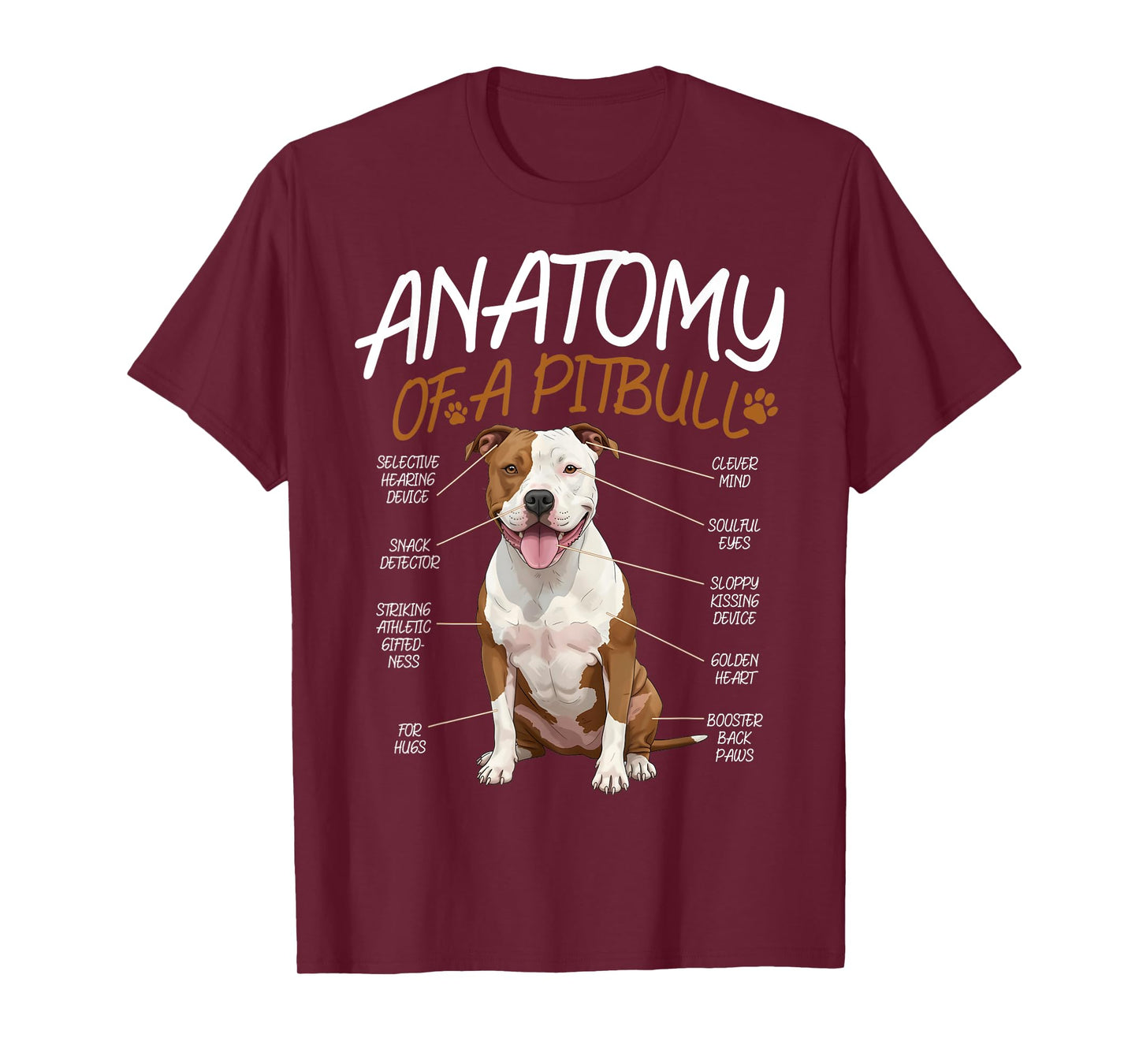 Anatomy of a Pitbull Dog Lovers Funny Cute Canine Humor T-Shirt