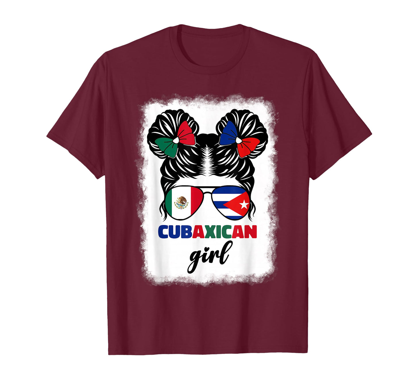 Half Mexican And Half Cuban Mexico Cuba Flag Girl Kids Girls T-Shirt