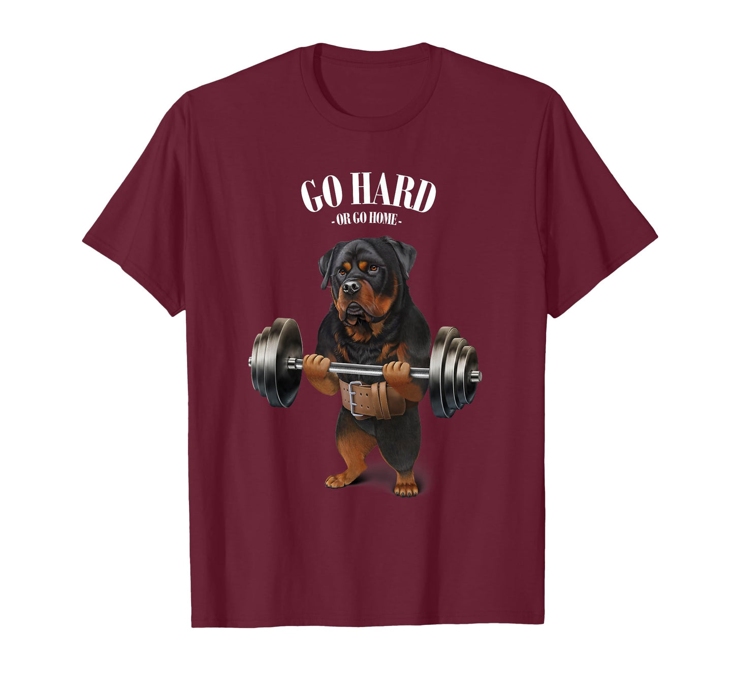 Rottweiler Dog Weightlifting in Fitness Gym T-Shirt