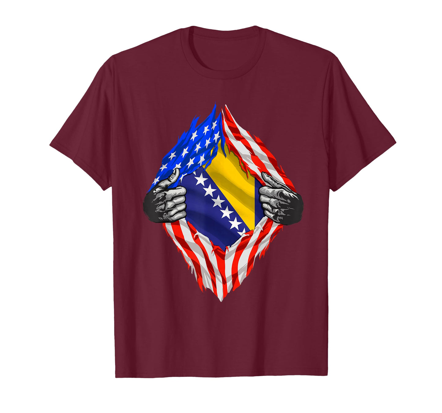 Bosnia Shirt Super USA Bosnian Flag Bosnian American Roots T-Shirt