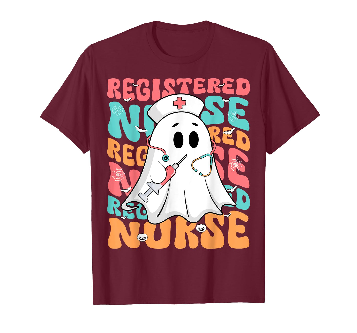 Spooky Registered Nurse Ghost RN Funny Halloween Costume T-Shirt