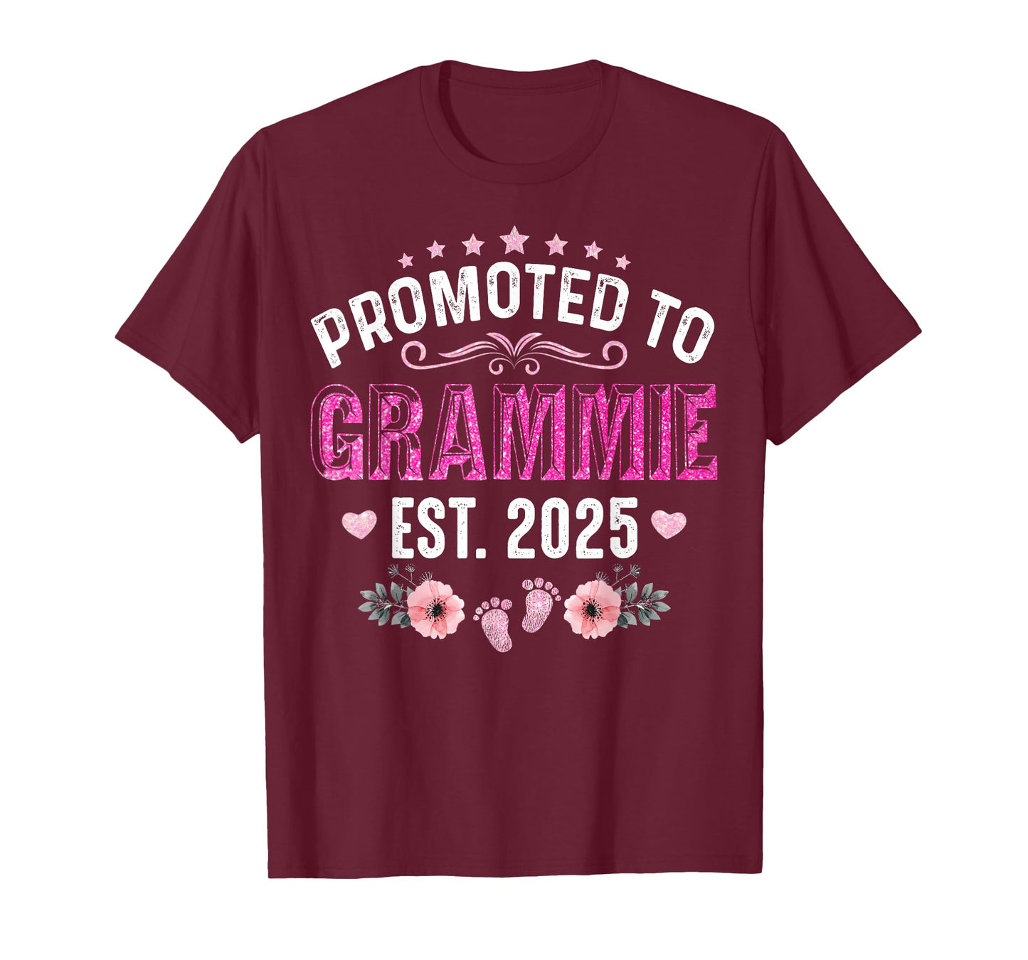 Promoted To Grammie Est. 2025 Funny Floral Mother's Day T-Shirt