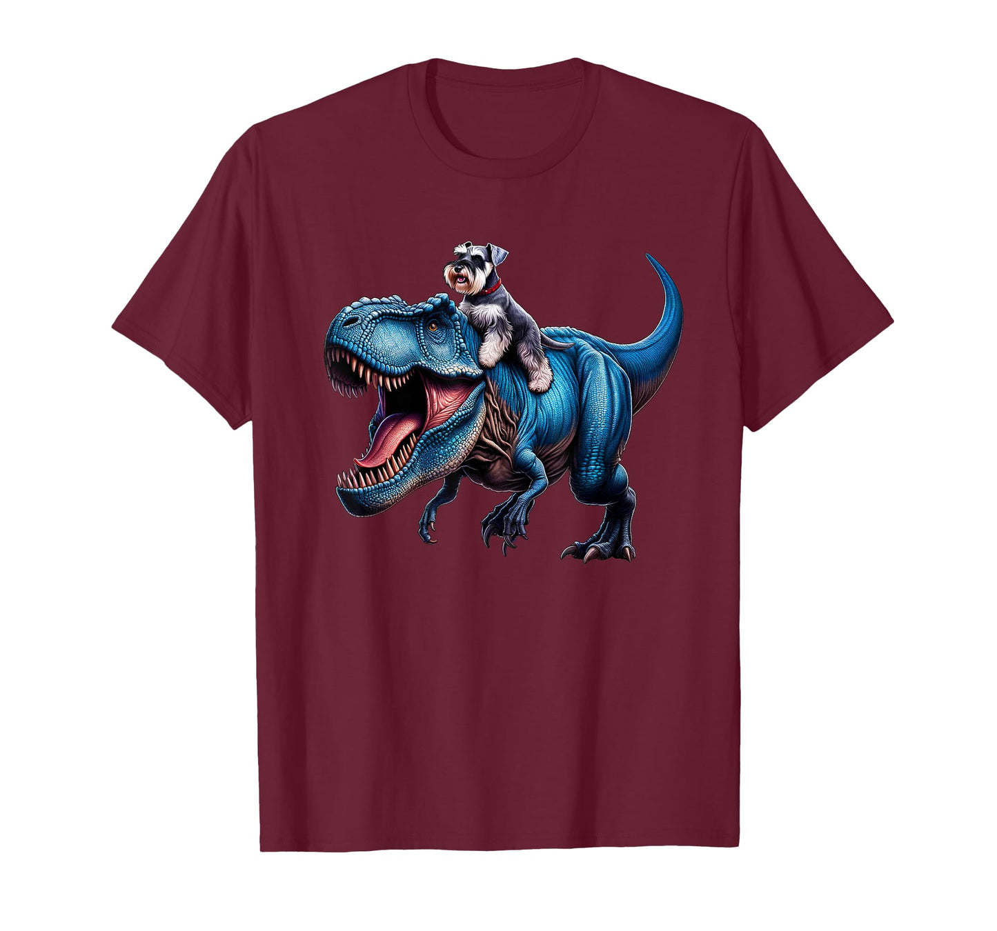 Miniature Schnauzer Riding T-Rex Dinosaur Funny Dog Lover T-Shirt