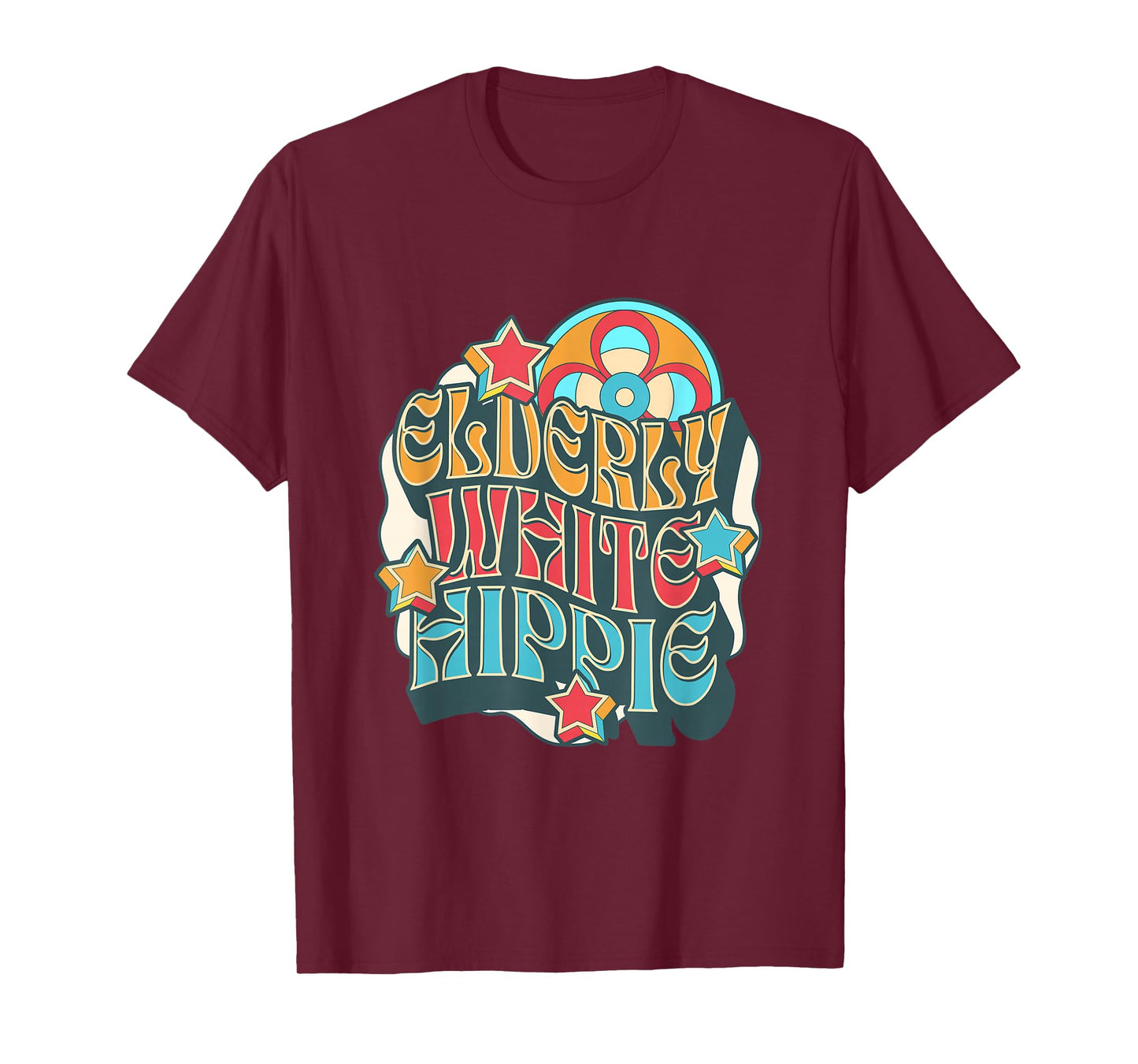 Elderly White Hippie Hippy Humor Weird Old Guy Fun Wear T-Shirt