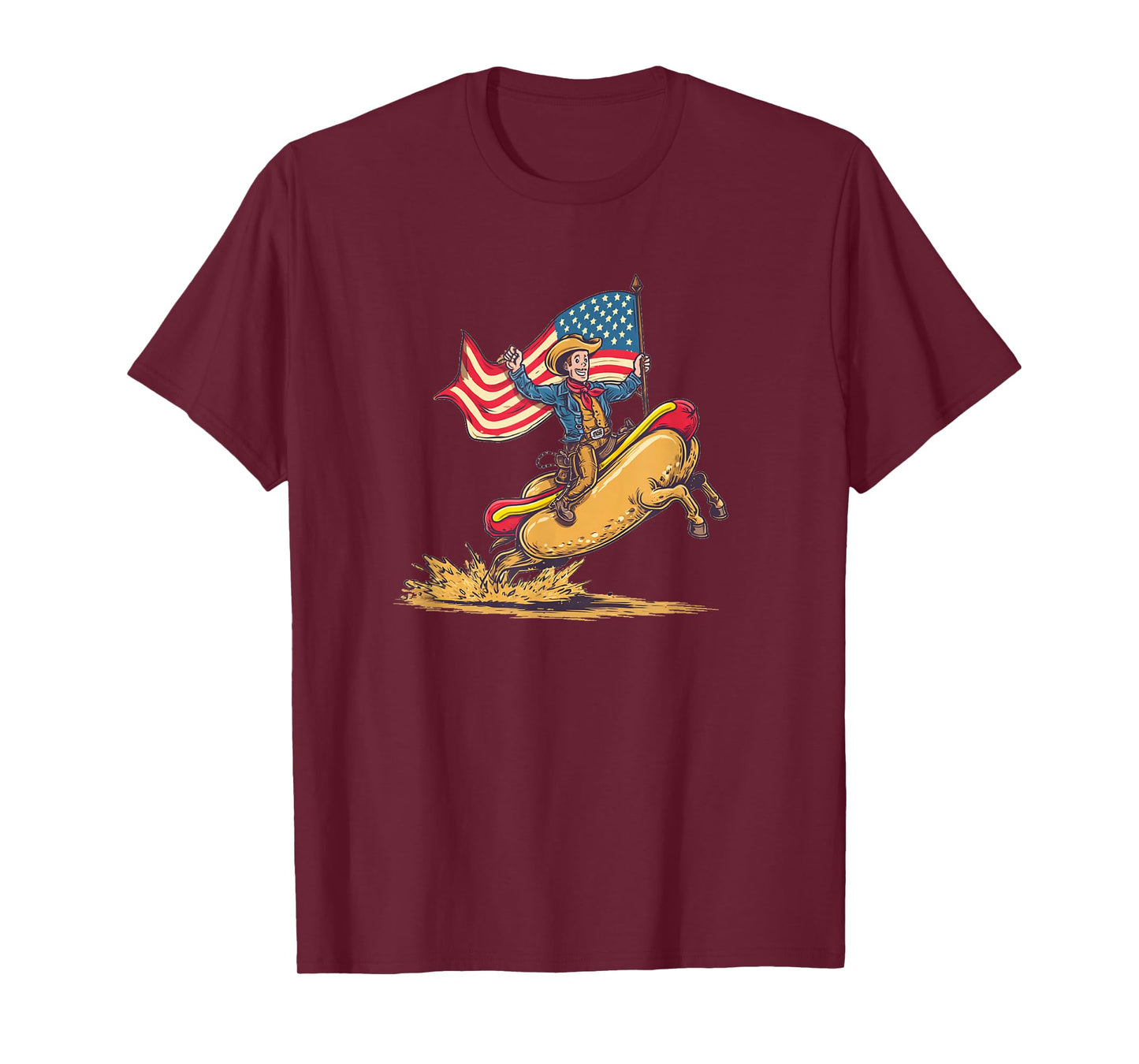 Amazing Hotdogs and Rodeo Looks with USA Colors T-Shirt