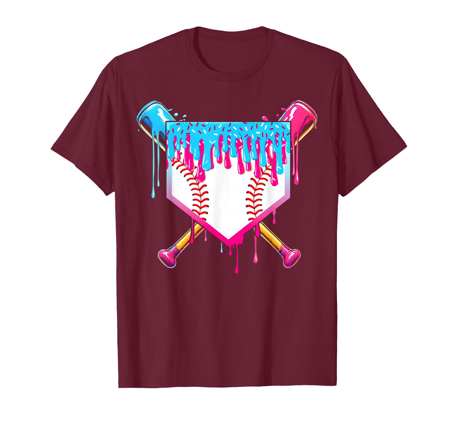 Baseball Drip Boy Ice Cream Sprinkle Youth Baseball Birthday T-Shirt