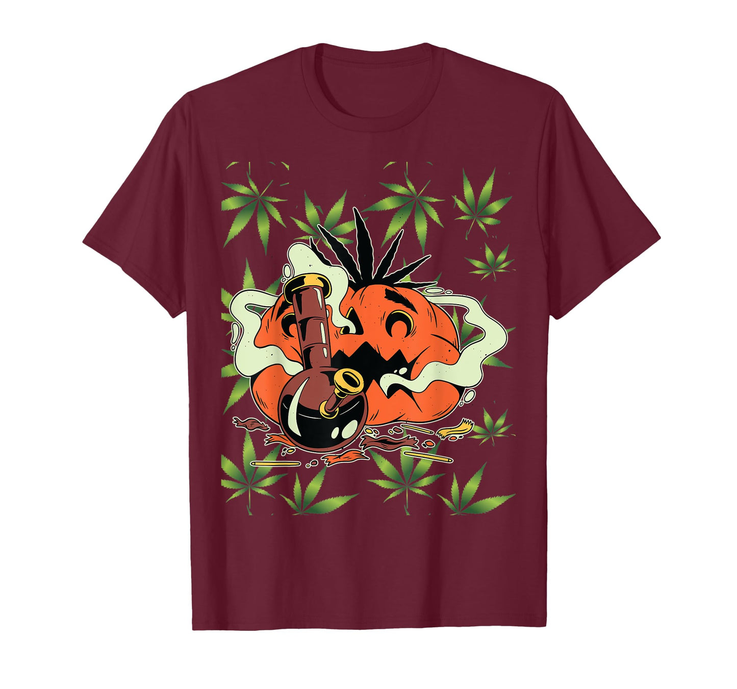 Mens Halloween Marijuana Costumes Accessories Pumpkin Bong T-Shirt