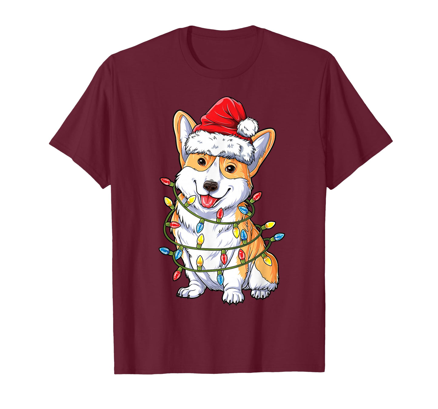 Corgi Santa Christmas Tree Lights Xmas Boys Men Corgmas Dog T-Shirt