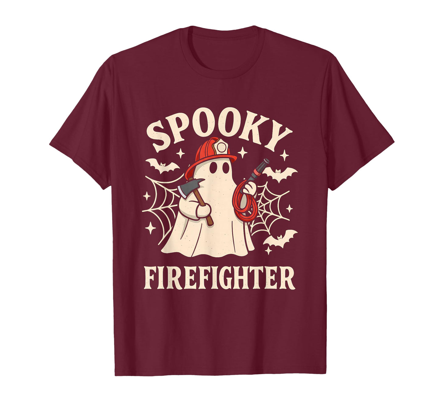 Spooky Firefighter Ghost Funny Halloween Costume Fire Man T-Shirt