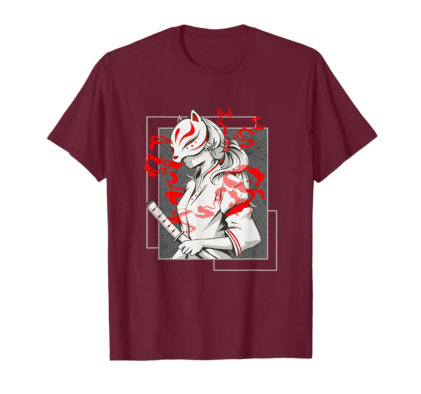 Japanese Fox Mask Aesthetic Kitsune Inari Anime Oni Monster T-Shirt