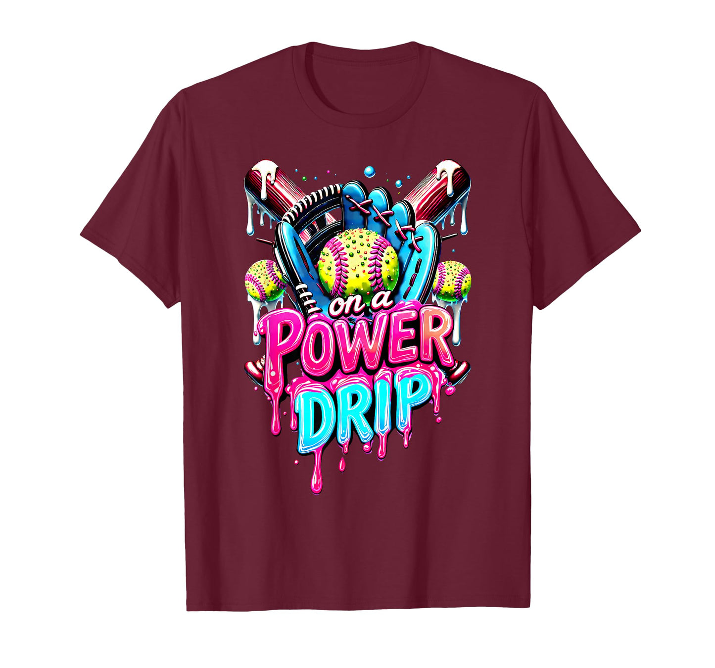 On A Power Drip Softball Ice Cream Dripping With Sprinkles T-Shirt