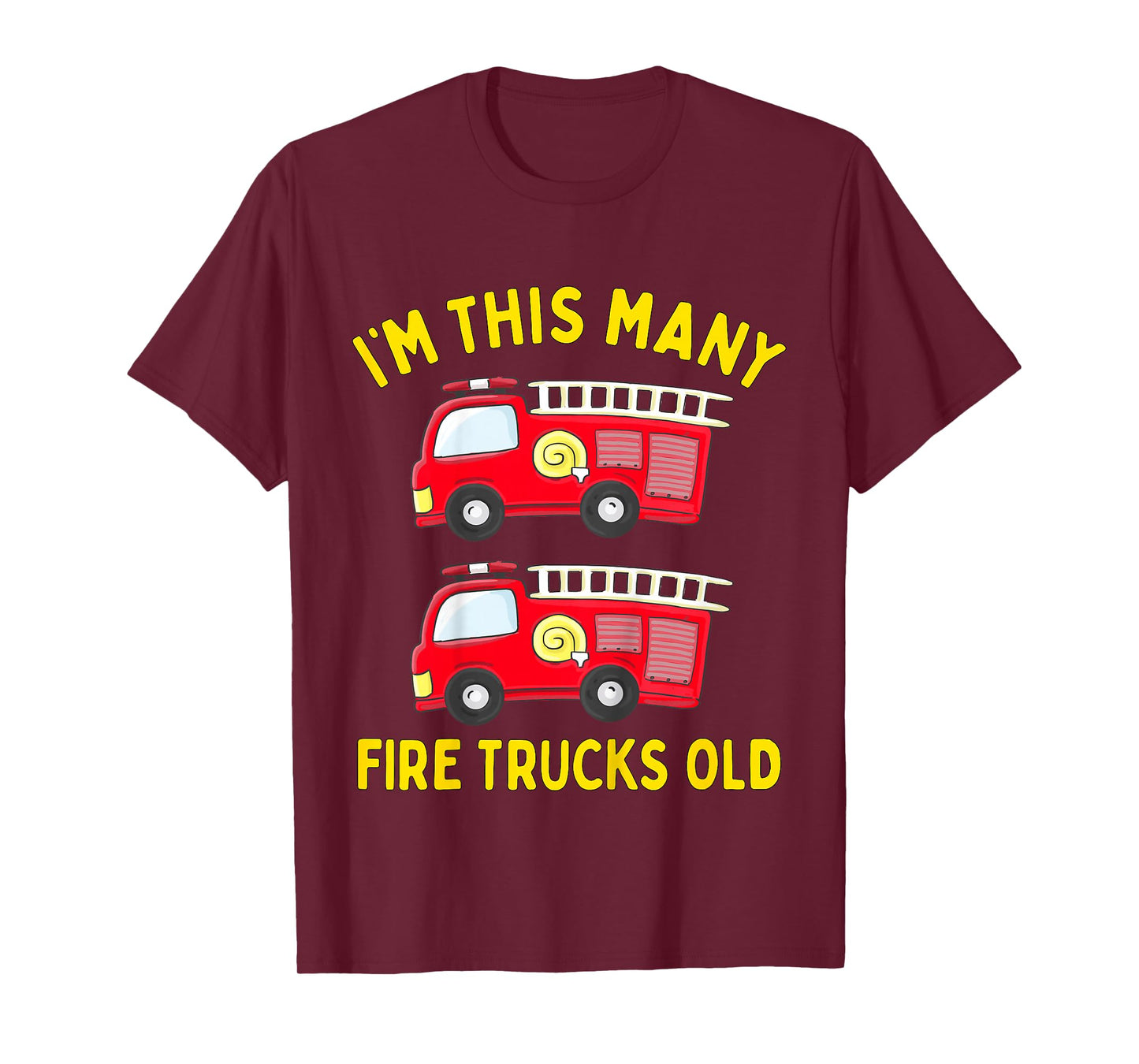 Kids Fire Truck 2nd Birthday Boy Toddler Firefighter 2 Two T-Shirt