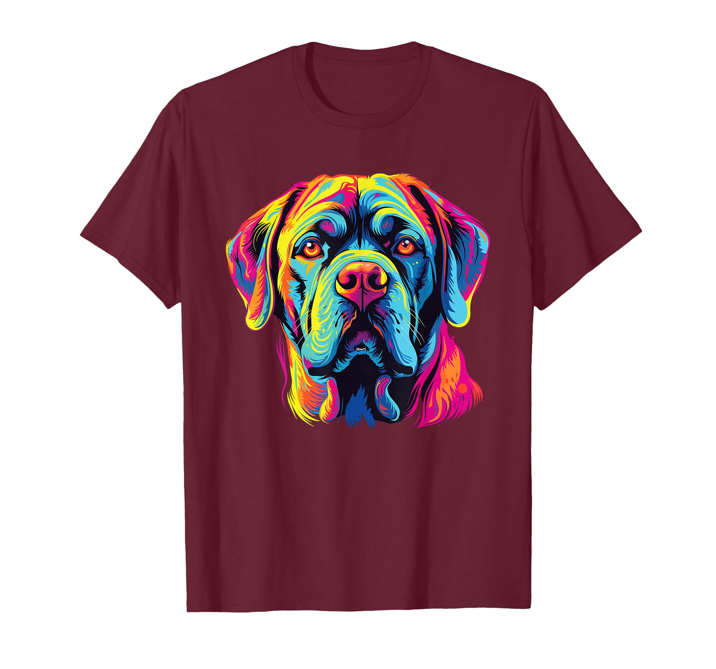 Retro Mastiff Dog Tees Unisex-Adults Kids Multicolor Watercolor Artistic Modern Dog-Themed T-Shirt Small