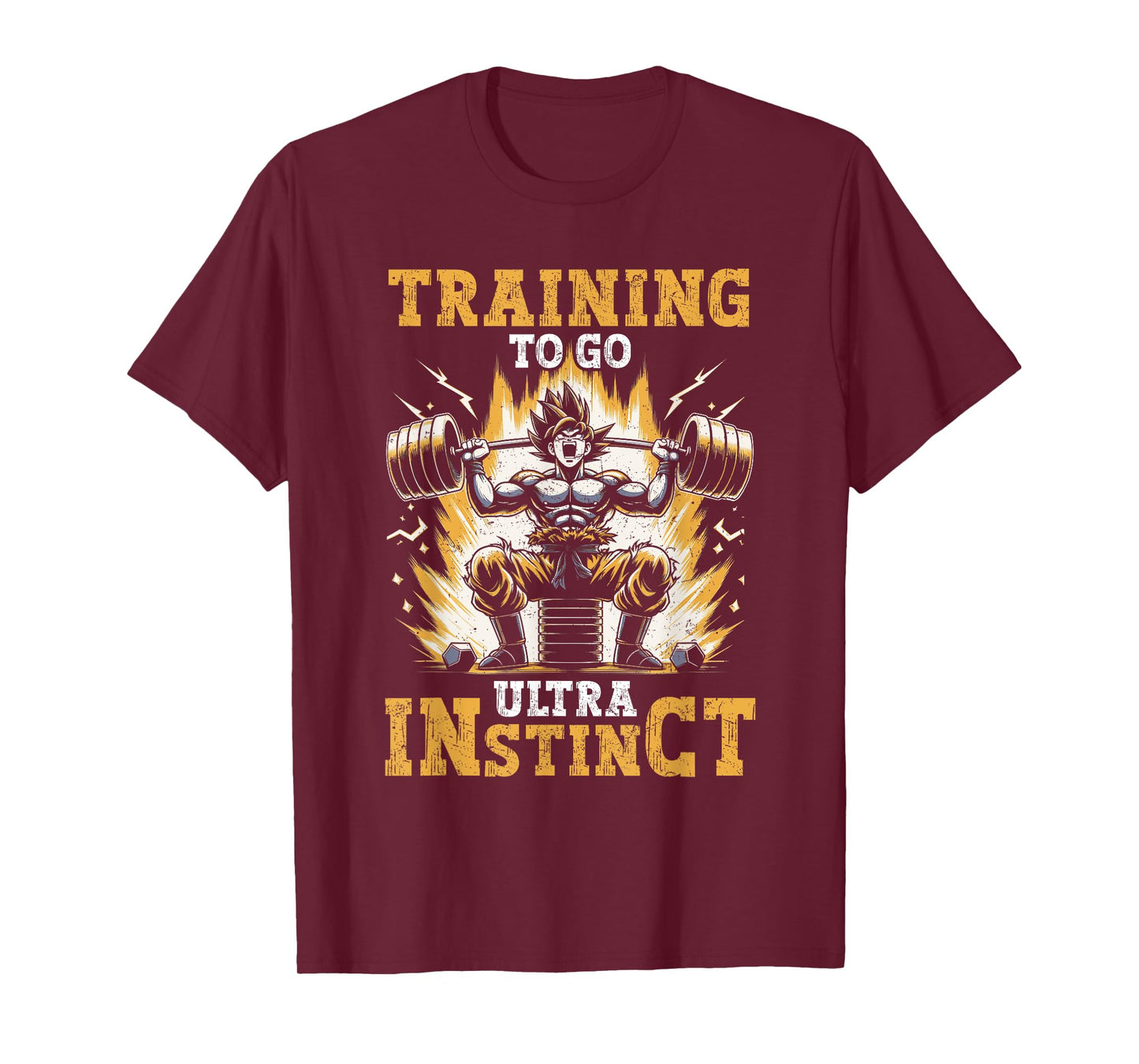 Training To Go Ultra Instinct Gym Weightlifting Distressed T-Shirt