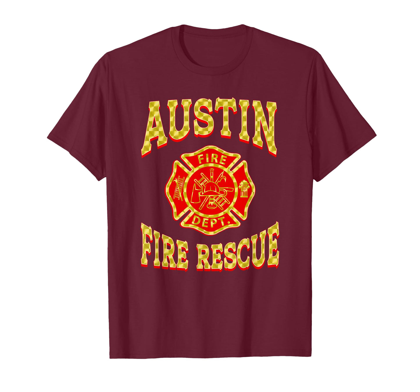 Retro Austin Fire Department Patch Flag Texas Firefighter T-Shirt