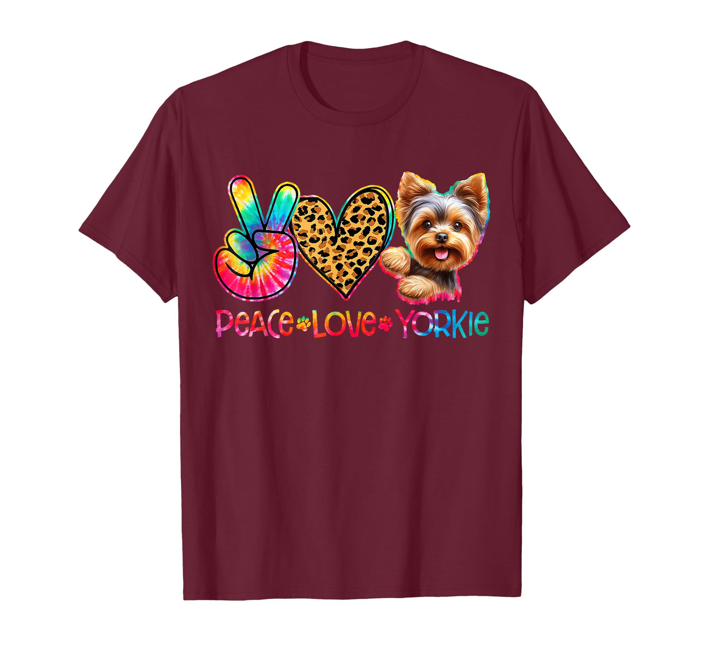 Peace Love Yorkie Tie Dye Dog Lover T-Shirt