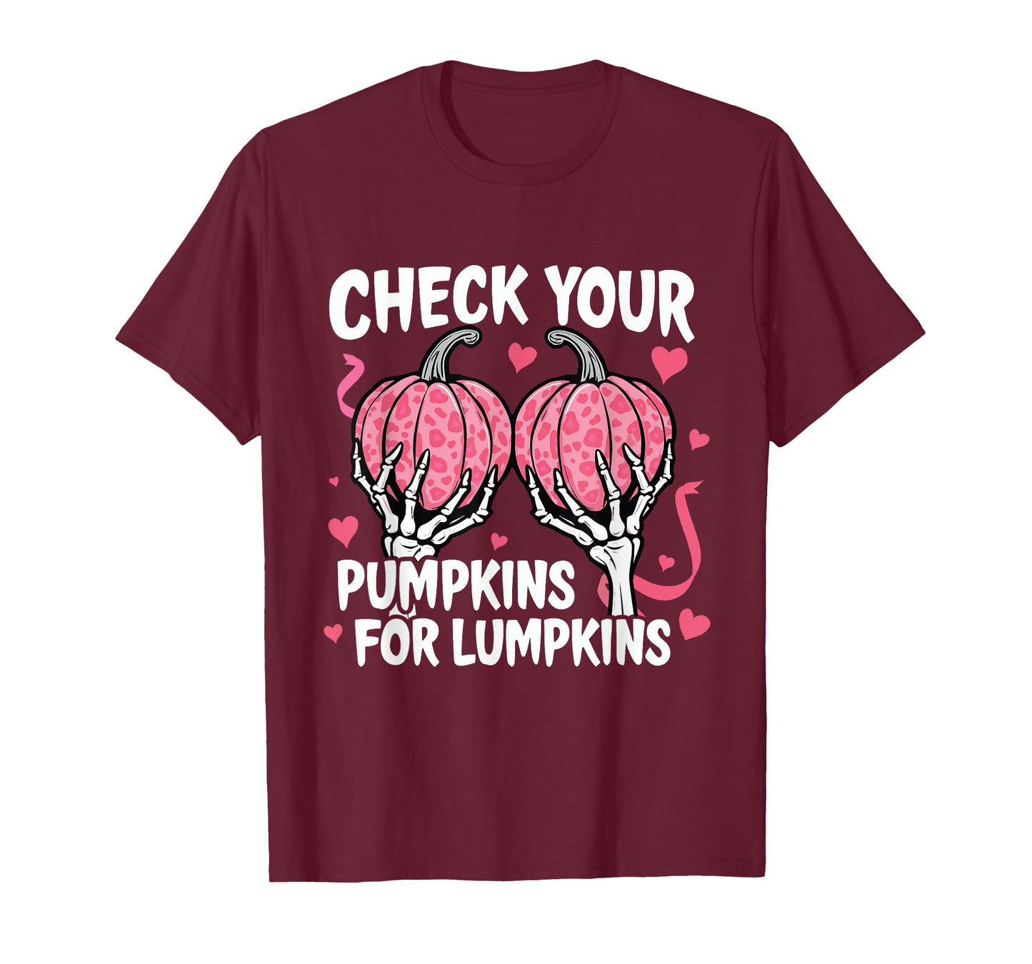 Check Your Pumpkins Breast Cancer Awareness Halloween Women T-Shirt