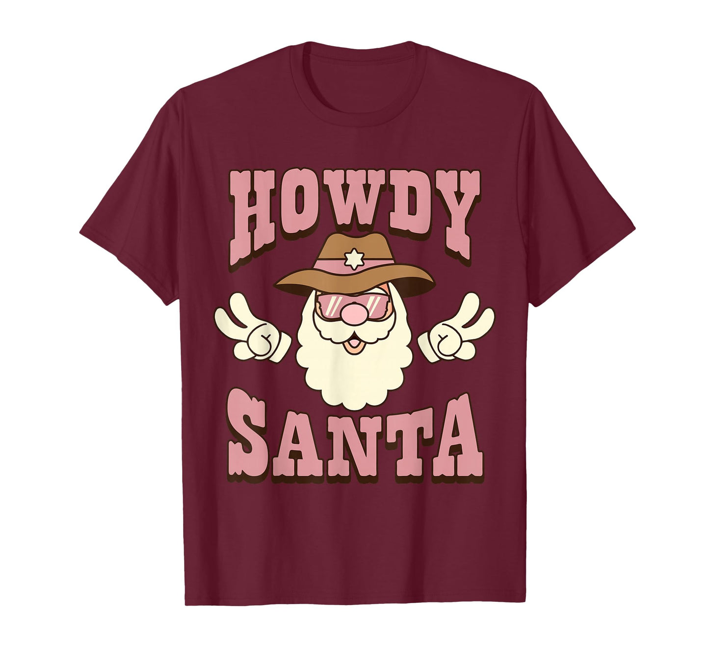 Howdy Santa Country Christmas Cowboy Groovy Retro T-Shirt